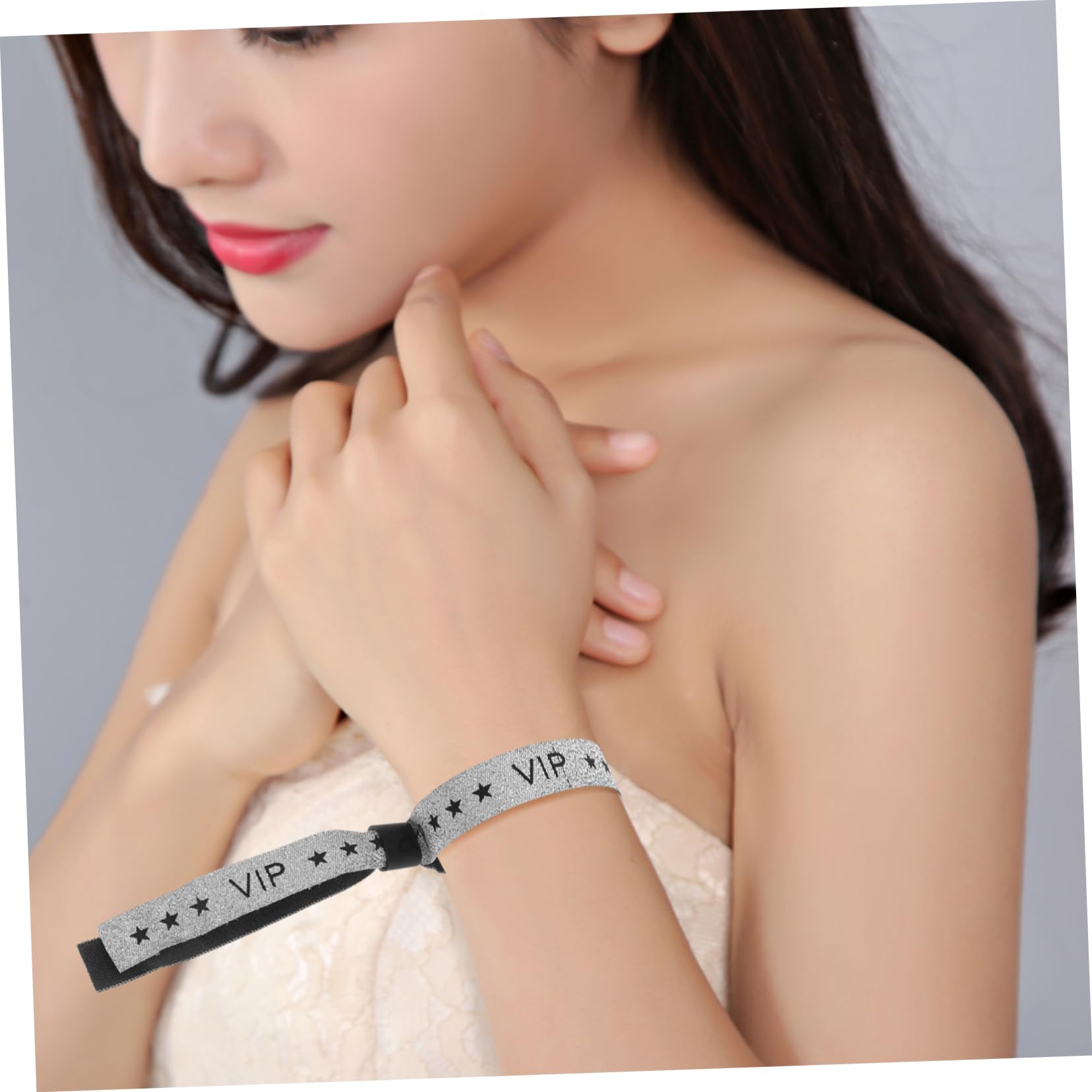 Bracelet en Tissus Personnalisable Vip 100pcs Polyester Argenté