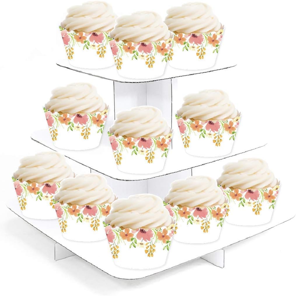 Andaz Press Party Cupcake Wrapper Decorations, Bohemian Vintage Pink and Peach Floral Flowers on White, 24-Pack, For Girls 1st Birthday Baby Bridal Shower Tea Party Themed Decorations