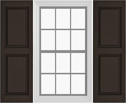 Miniatura 15 de Persianas de vinilo de panel elevado (1 par) 14.5 x 31 pulgadas - Cosmos negro/pintable Persianas exteriores Incluye accesorios de montaje