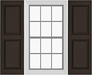 Raised Panel Vinyl Shutters (1 Pair) | 14.5"x31" - Stone Mason Brown | Exterior Window Shutters | Includes Mounting Hardware | Simple Installation | Made in USA