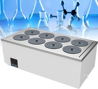 Lab Digital Thermostatic Water Bath, 8 Hole Electric Digital Display Lab Water Bath with Timing and Anti-Dry Burning Function for Labs Experiments