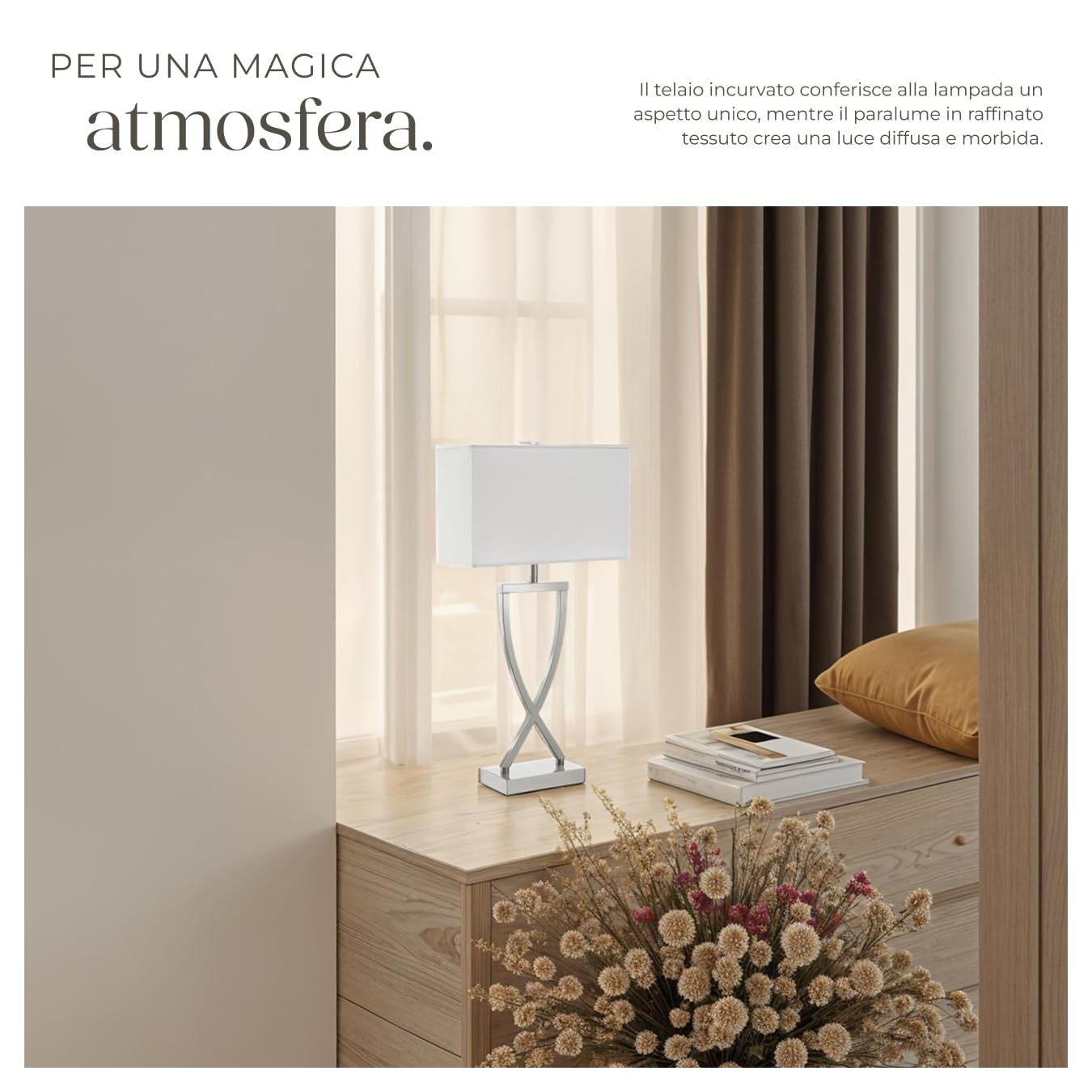 Lampada Da Tavolo Retrò TecTake – Design Anni '70, Nichel Opaco, Illuminazione Indiretta, 40W, Per Comodino E Scrivania