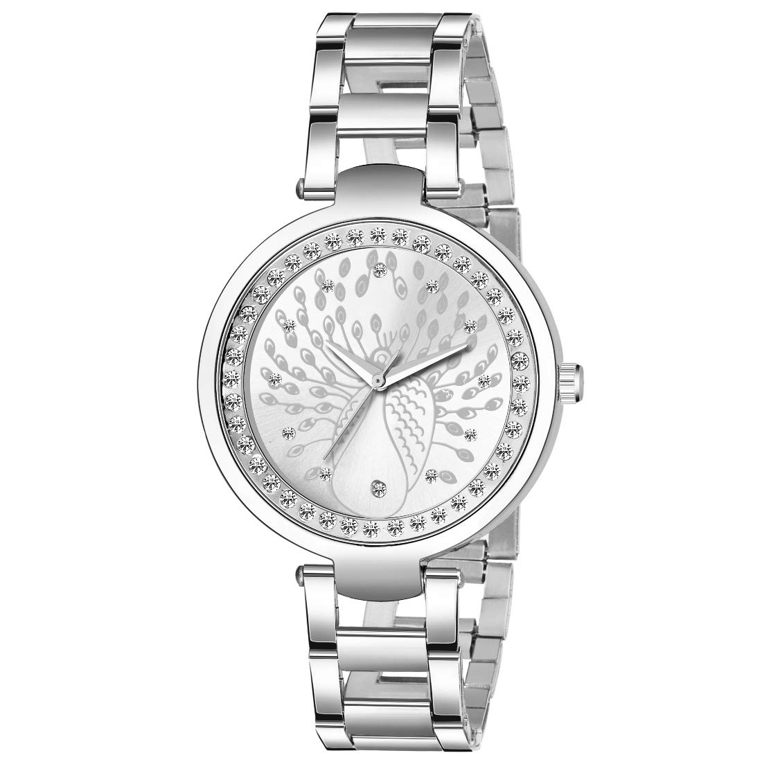 Acnos Stainless Steel Premium Black Dial Round Diamond Silver Chain Belt Mt Analogue Watch For Girls And Women Pack Of - 1 (Mt-207), Silver Band (B08DJ6V9ML) Amazon Price History, Amazon Price Tracker