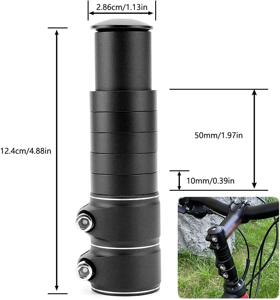 Diagram showing dimensions of the stem riser