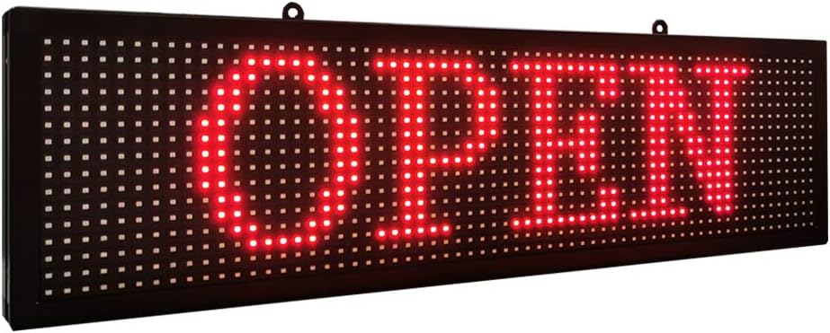 P10 led Single Color Sign 26''x8'' with WiFi Connection Scrolling Message led Sign for Business Programmable Display Message Rolling (Red) : Office Products
