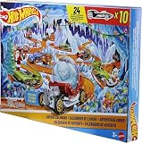 Hot Wheels Toy Cars & Playset, 2026 Advent Calendar with 10 Vehicles in 1:64 Scale, 14 Winter-Themed Accessories & 10 Ornament Clips