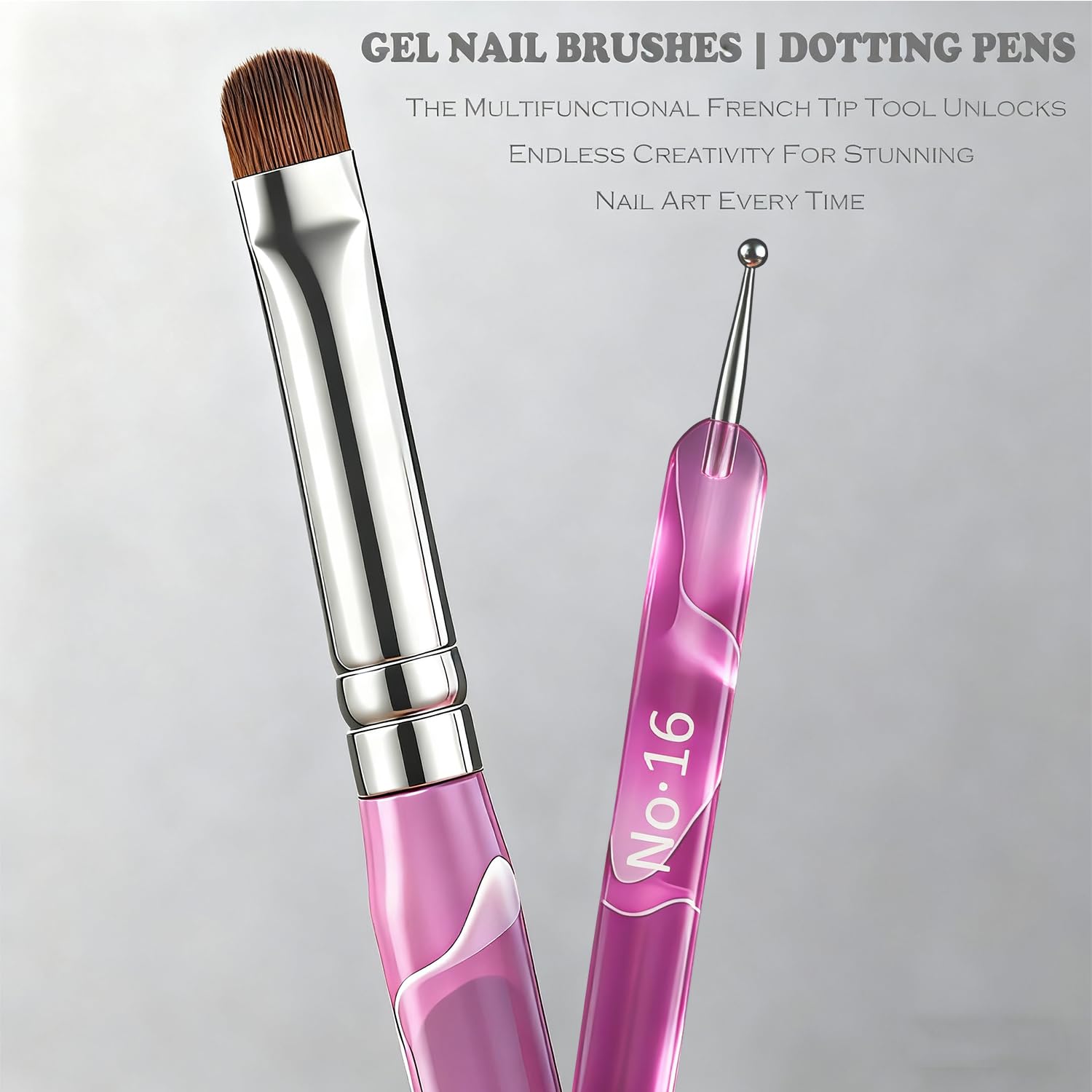 Nail Dotting Tools & Nail Art Brushes,4Pcs Double-ended Nail Art Clean Up Brush | Gel Nail Brushes,Dotting Pens and Cuticle Cleaning Kit,For DIY Design(10#/12#/14#/16#)