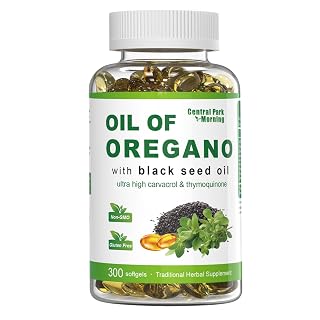 Oil of Oregano 300 Softgels with Black Seed Oil, 2 in 1 Combination with Oregano Oil and Black Seed Oil, Natural Antioxidants, Non-GMO,Gluten Free - Amazon product rated Grade A