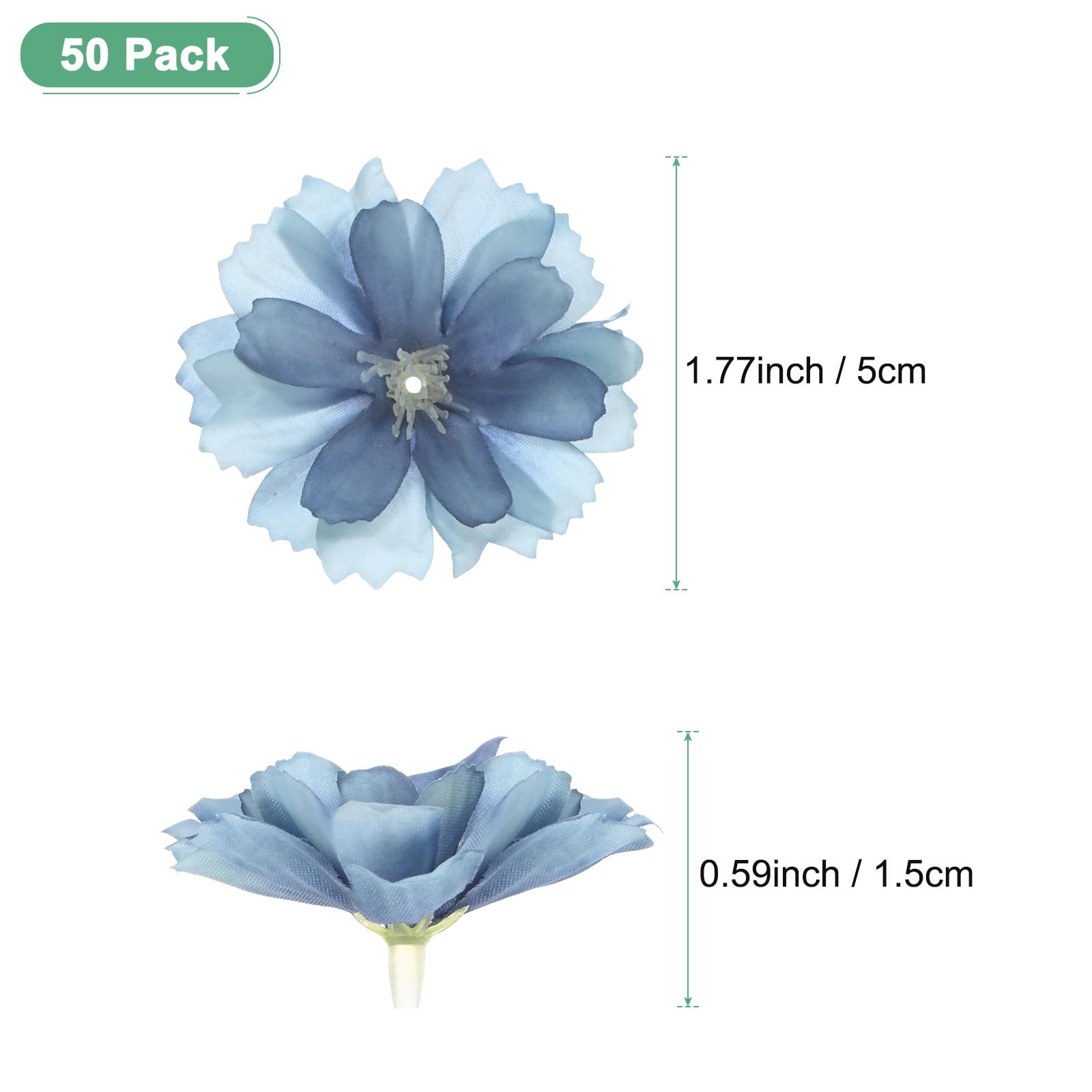 M METERXITY 50-Pack Artificial Flower Heads, Silk Fake Plum Blossom Head for Wedding/Garland/Hat/Shoes/Party Decoration - Image 3