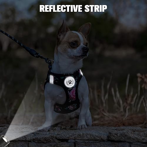 Miniatura 6 de BEAUTYZOO Step in - Juego de arnés y correa para perro, arnés reflectante con patrón floral para perro, sin tirones, sin estrangulamiento, arnés