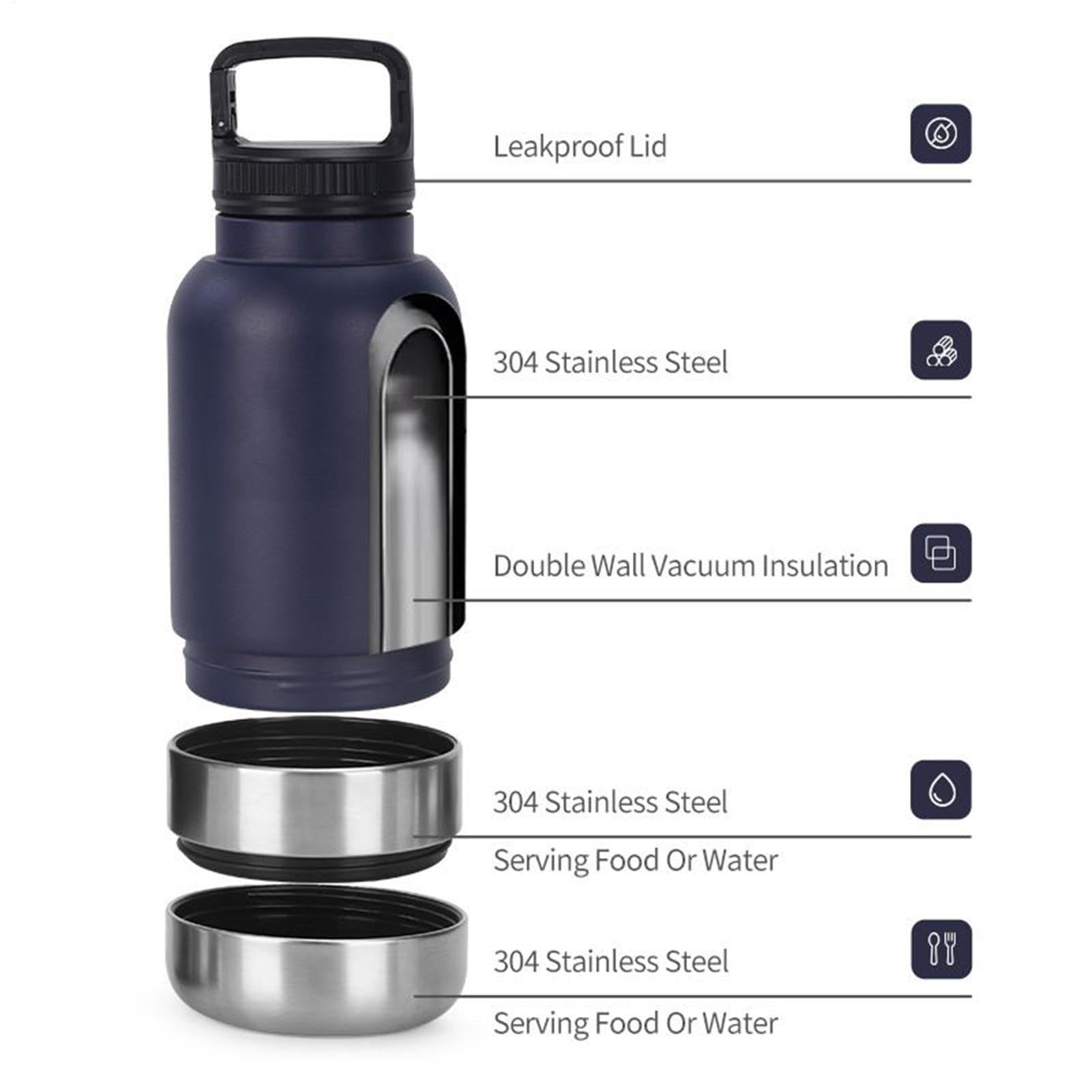Borraccia portatile per cani, 1520 ml, in acciaio , per cuccioli, per viaggi, campeggio, escursionismo, passeggiate all'aperto, picnic, dormitorio