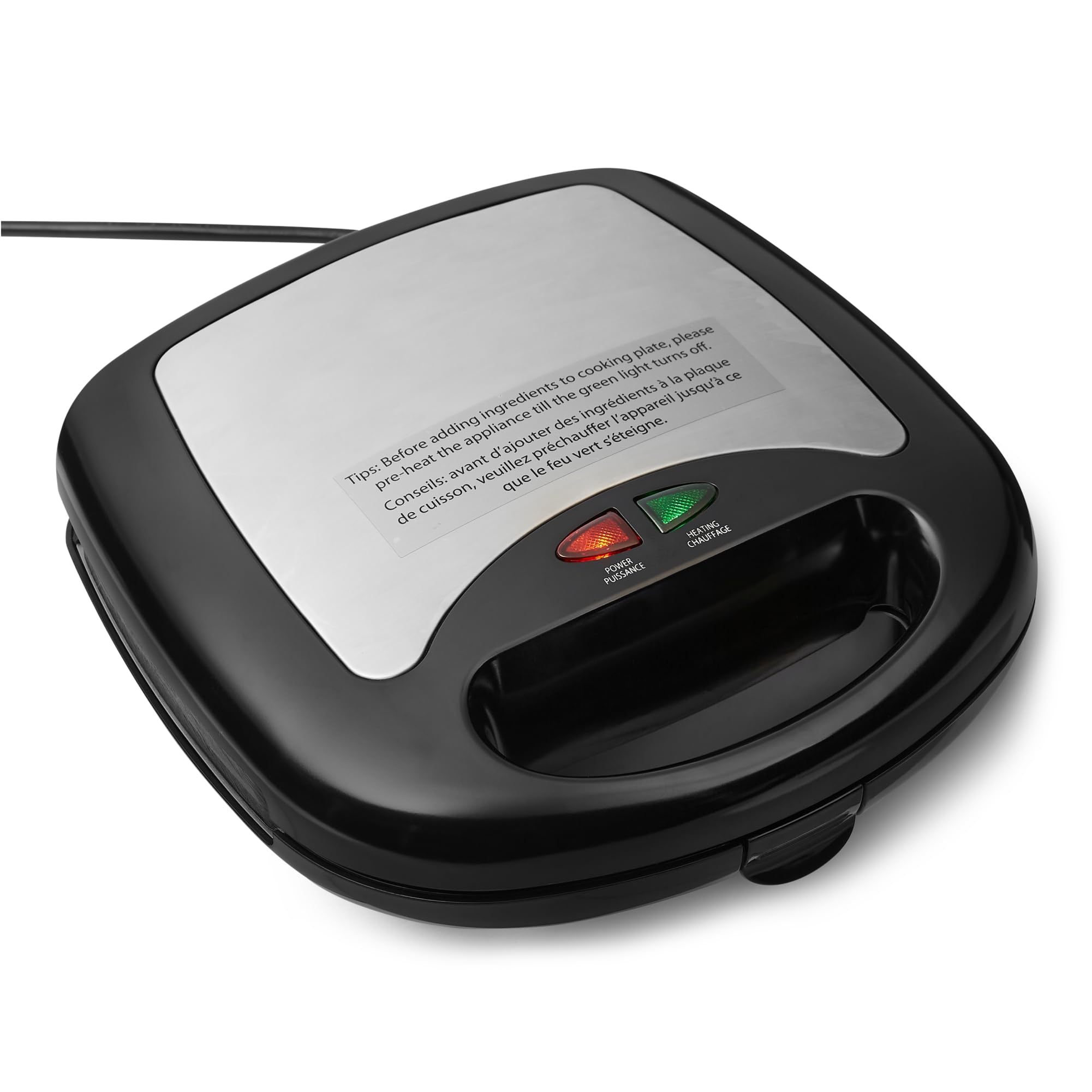 Amazon Basics 3-in-1 Toastie Maker, Panini Press and Waffle Maker with Removable Plates, 700W, Black
