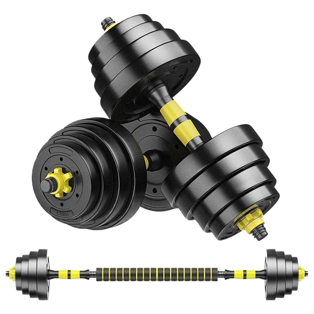 Dumbells Adjustable-Dumbbells-Set 80lbs Free Weights Set With Connector Fitness Exercises For Home Gym Suitable Men Women Yellow Dumbell