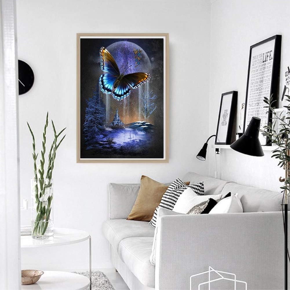 BENBO Butterfly Full Drill Diamond Painting Kit for Beginners, DIY 5D Butterfly Moon Halloween Diamond Paint by Number Kits Crystal Embroidery Rhinestone Painting for Home Decor, 15.8In X 11.8In