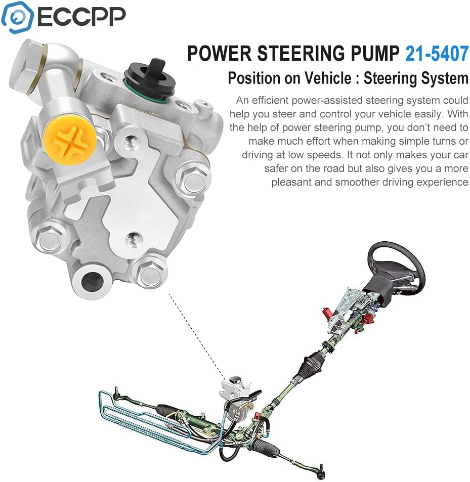 ECCPP Power Steering Pump fit for Nissan Altima 2002-2006, Maxima 2004-2008, Quest 2004-2009, 3.5L, Replace # 21-5407 Power Assist Pump Assembly