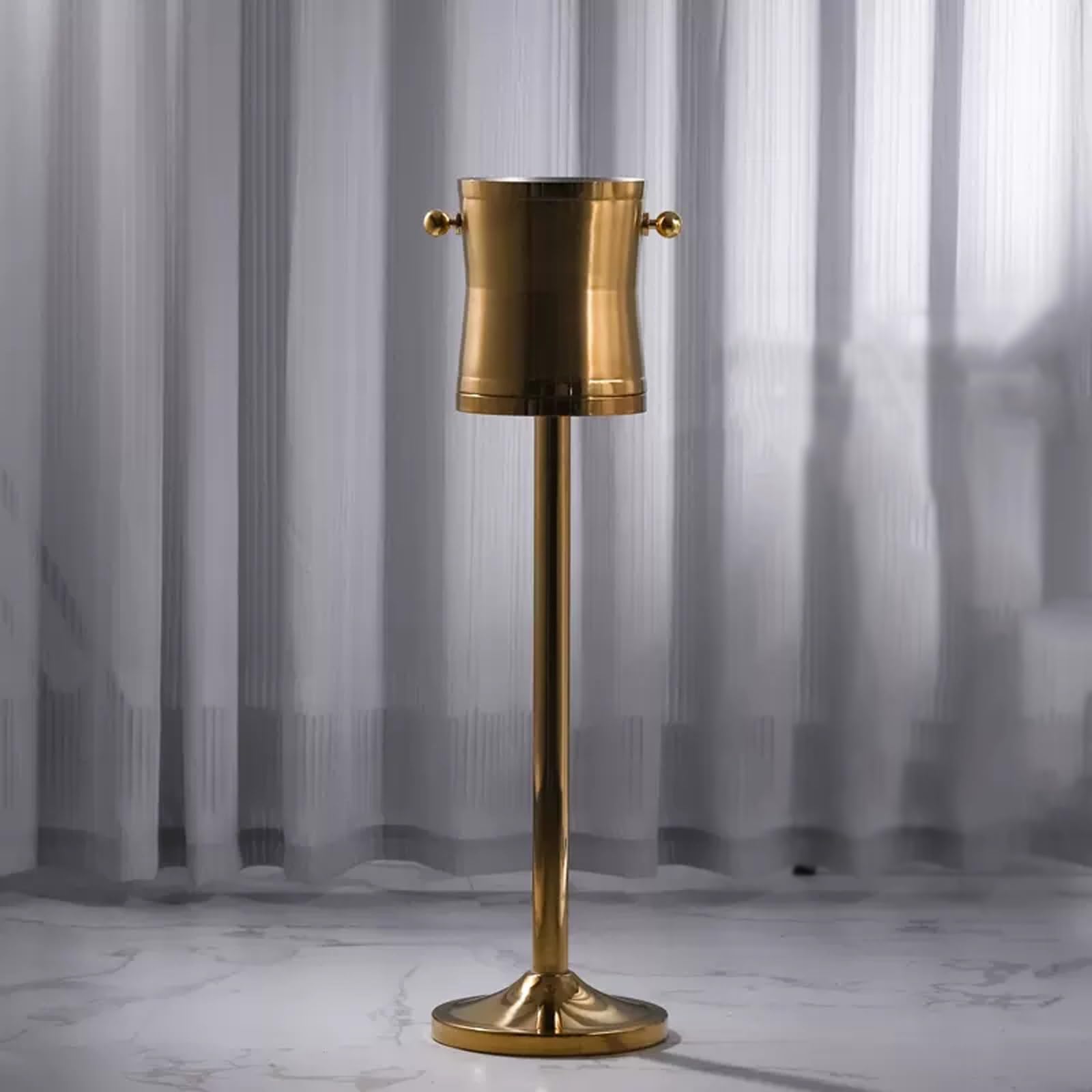 Cubiteras Cubitera de 4L con Soporte Cubitera de Vino de Doble Pared de Acero Inoxidable Dorado y Soporte for Cerveza, Vino, champán y más Cubo de Hielo