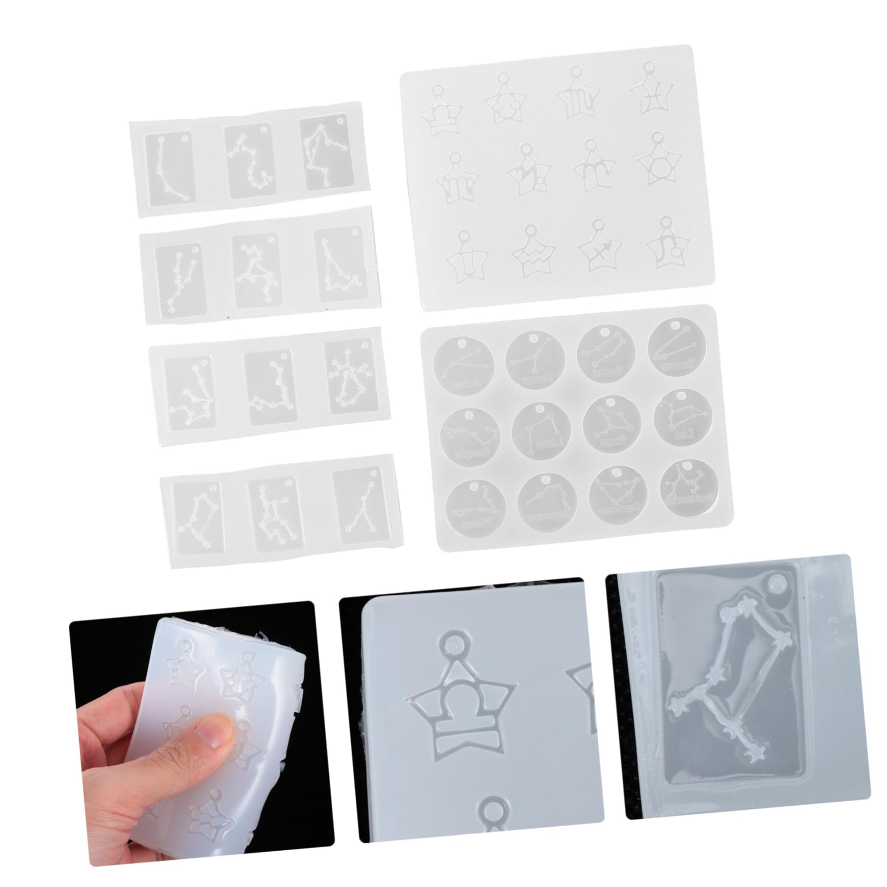 DOITOOL 3 Series Conjunto De Moldes De Silicona Para Colgantes De Constelaciones Moldes Diy Flexibles Para Manualidades Y Fabricación De Collares Fácil De Limpiar Y Desmoldar 6 Piezas X 3