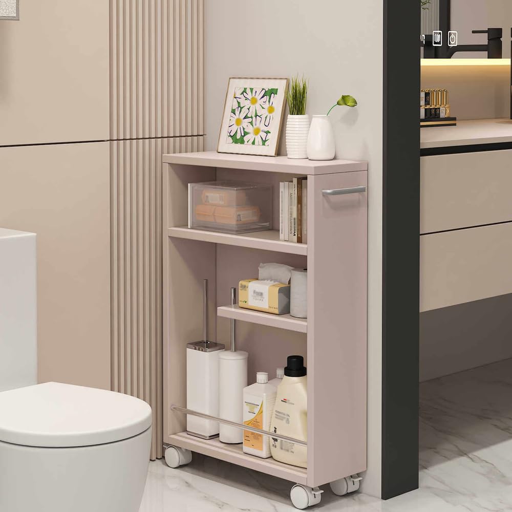 Chariot de rangement de salle de bain à 4 niveaux avec paniers fins pour petits espaces
