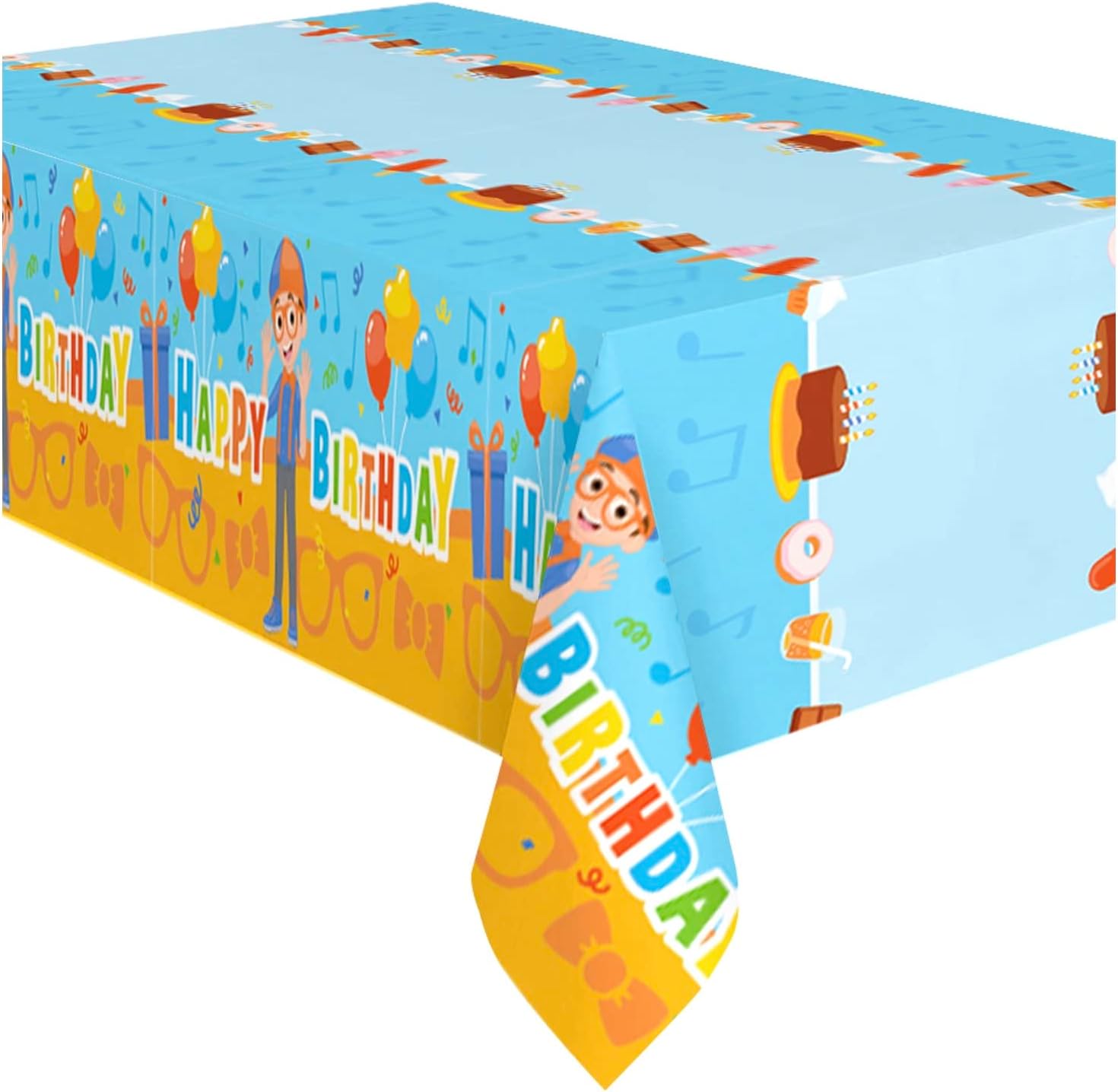 Treasures Gifted Blippi Birthday Party Supplies - Pack of 1 - Large Rectangular Blippi Tablecloth, 54 x 108 Inches - Happy Birthday Tablecloth - Blippi Party Decorations for Tabletop