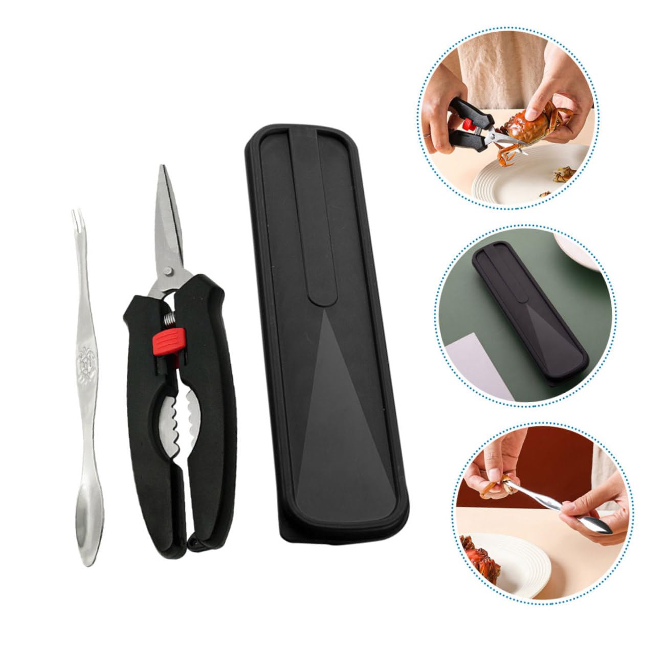 Gatuida 3sets Strumenti per Mangiare Granchio Kit Professionale con Pincette Forchetta e Scatola di Conservazione Utensili per di Mare Design Unico per Estrazione Facile della per Amanti