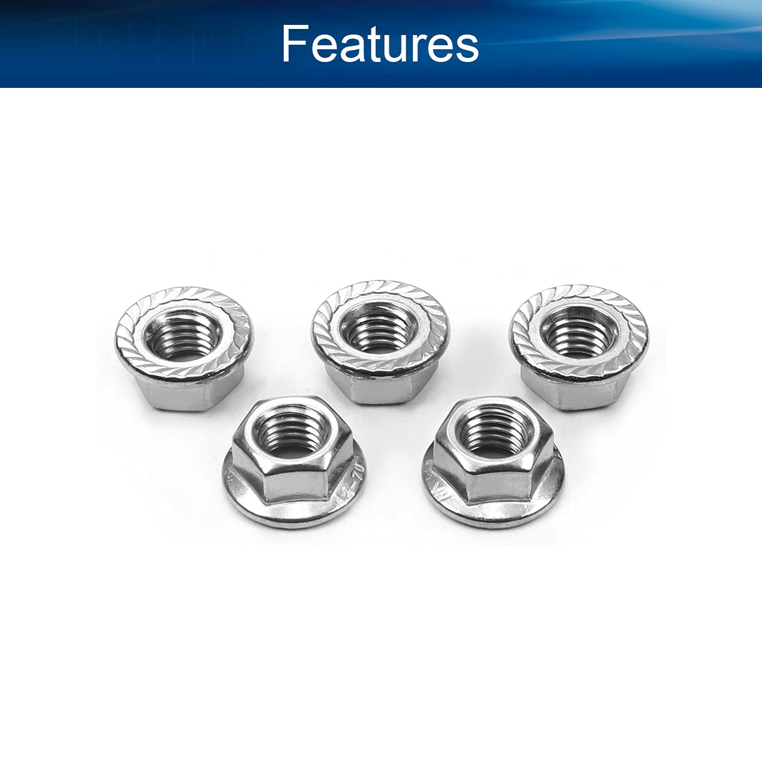 8Pcs M12×1.75mm Hexagon Flange Nuts 304 Stainless Steel Serrated Flange Nuts Silver Tone