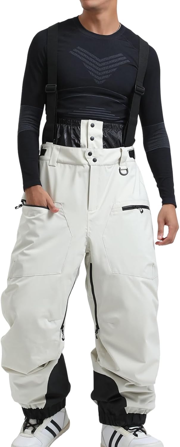 SKINOWBD Mens Snowboard Pants Baggy Snow Pants Waterproof Ski Bibs Women Insulated Overalls