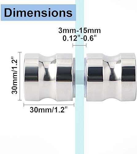 Miniatura 3 de Alise Manija de puerta de vidrio para ducha, perilla de puertas corredizas de ducha, piezas de repuesto de hardware de tracción trasera a espalda,