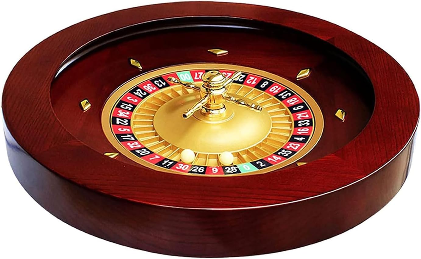 GeRRiT Roulette Sets Red Mahogany Turntable 18in Casino Grade Roulette Wheel with Double-Zero Layout Deluxe Roulette Games for at-Home Game Night Party Games
