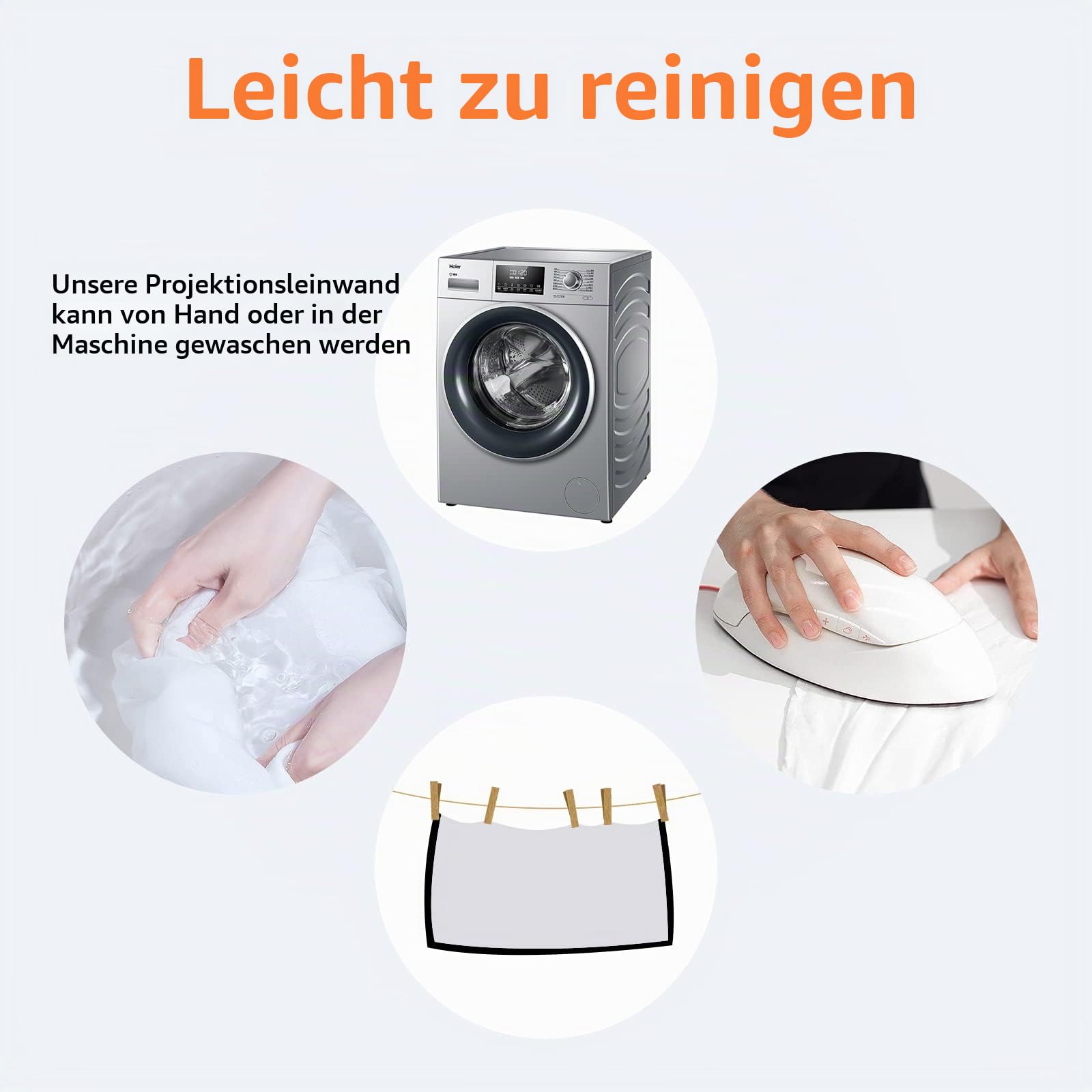 Tragbare Projektor-Leinwand, 152,4 cm, Filmprojektionsleinwand, Innenprojektor-Leinwand und Ständer, 16:9 Projektor-Leinwand, 4K HD, faltenfrei, leicht