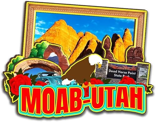 Moab Utah - Imán de madera para nevera, diseño 3D, para viajes, coleccionables, recuerdos, decoración hecha a mano