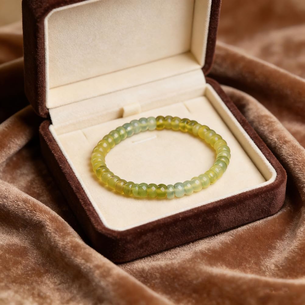 Bracciale in Giada Hetiano ricchezza prosperità, guarigione Fengshui Fatto a Mano da Uomo con Pietre preziose Naturali Braccialetti Elastici Elasticizzati da Donna Perline Pietra
