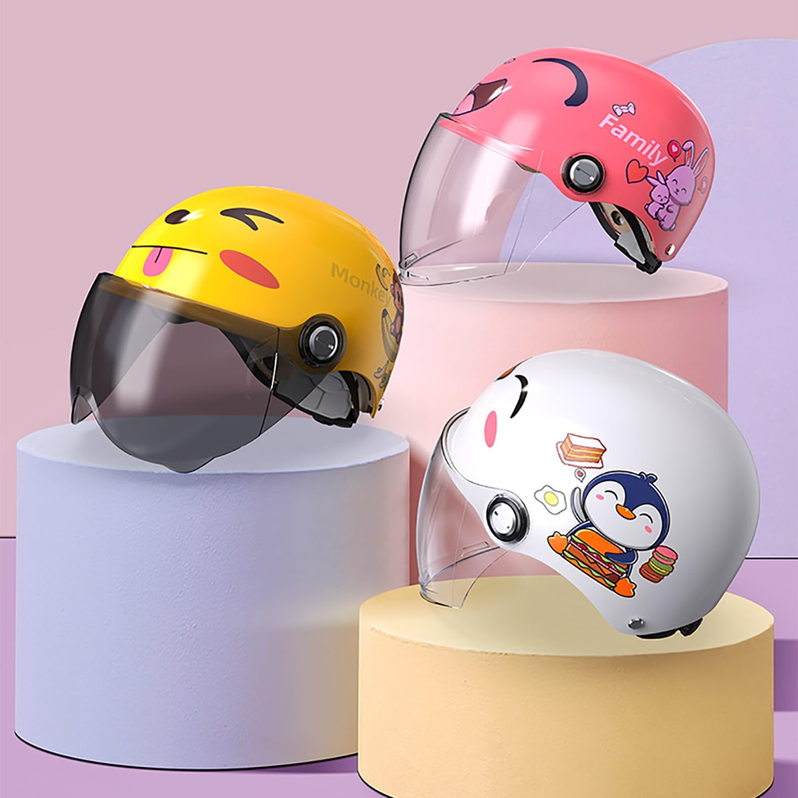 Casco De Motocicleta para Niños Y Jóvenes, Homologado Según La Norma ECE 22.06, Casco Jet 3/4 con Visera Solar para Niños Y Niñas De 3 A 16 Años, Casco De Ciclomotor Infantil