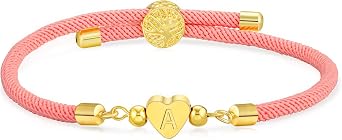 Avotto Initial Bracelet for Girls,4-18 Year Old Gifts for Girls Birthday Gold Letter A-Z Heart Love Teenage Bracelets for Girl Adjustable Birthday Gift Bracelet Girl Jewelry Gifts