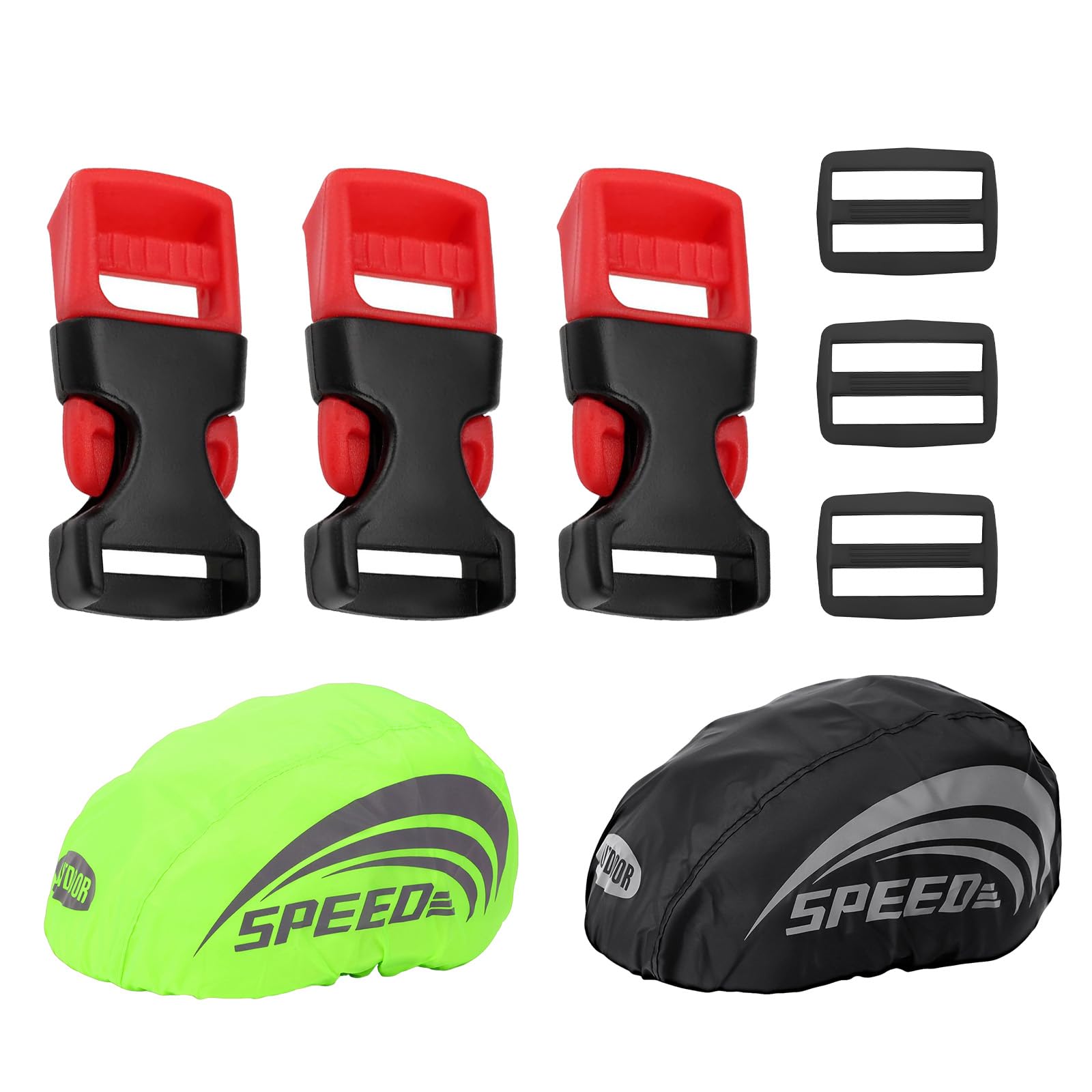 3 Stück Schnallen und Verschlüsse mit 2 Helmüberzug, Allgemein Schnellverschluss Schnalle, Fahrradhelm Verschluss für Motorrad MTB E-Bike Helm