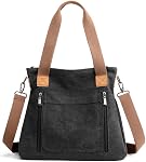 Femmes Toile Sac à main Sacs à épaule Casual Multi-Pocket Top Poignée Tote Crossbody Shopping Bags 2PCS