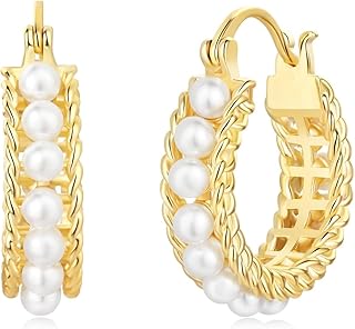 اقراط حلقية من اللؤلؤ لؤلؤ عصرية لا تسبب الحساسية هدايا للنساء بشكل مريح واقتران بدون مجهود للازياء الرسمية والكاجوال فاشون مانيا ذهبي