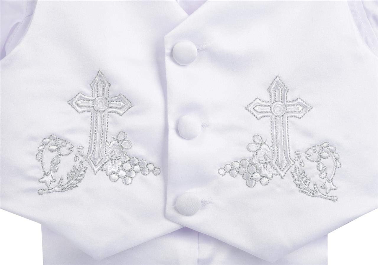 Lito Angels Baby Boy Christening Baptism Outfit Formal Suit wi1th Bonnet Satin 3-18 Month 5-Piece Set