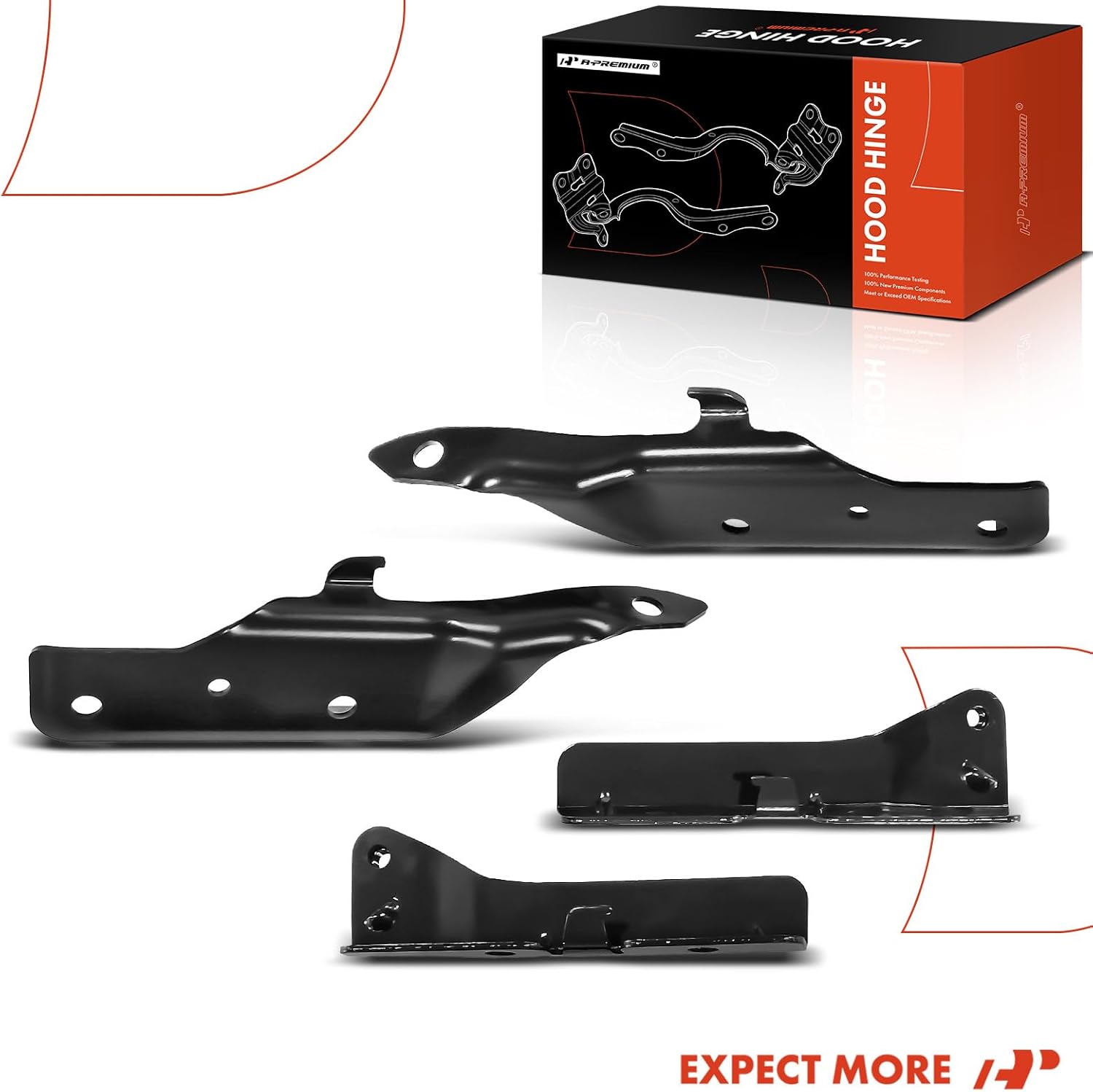 A-Premium Driver and Passenger Hood Hinges Compatible with Chevrolet Chevy Impala 2006-2013, Impala Limited 2014-2016, Monte Carlo 2006-2007, Front Left and Right Lower & Upper Side, 4-PC Set