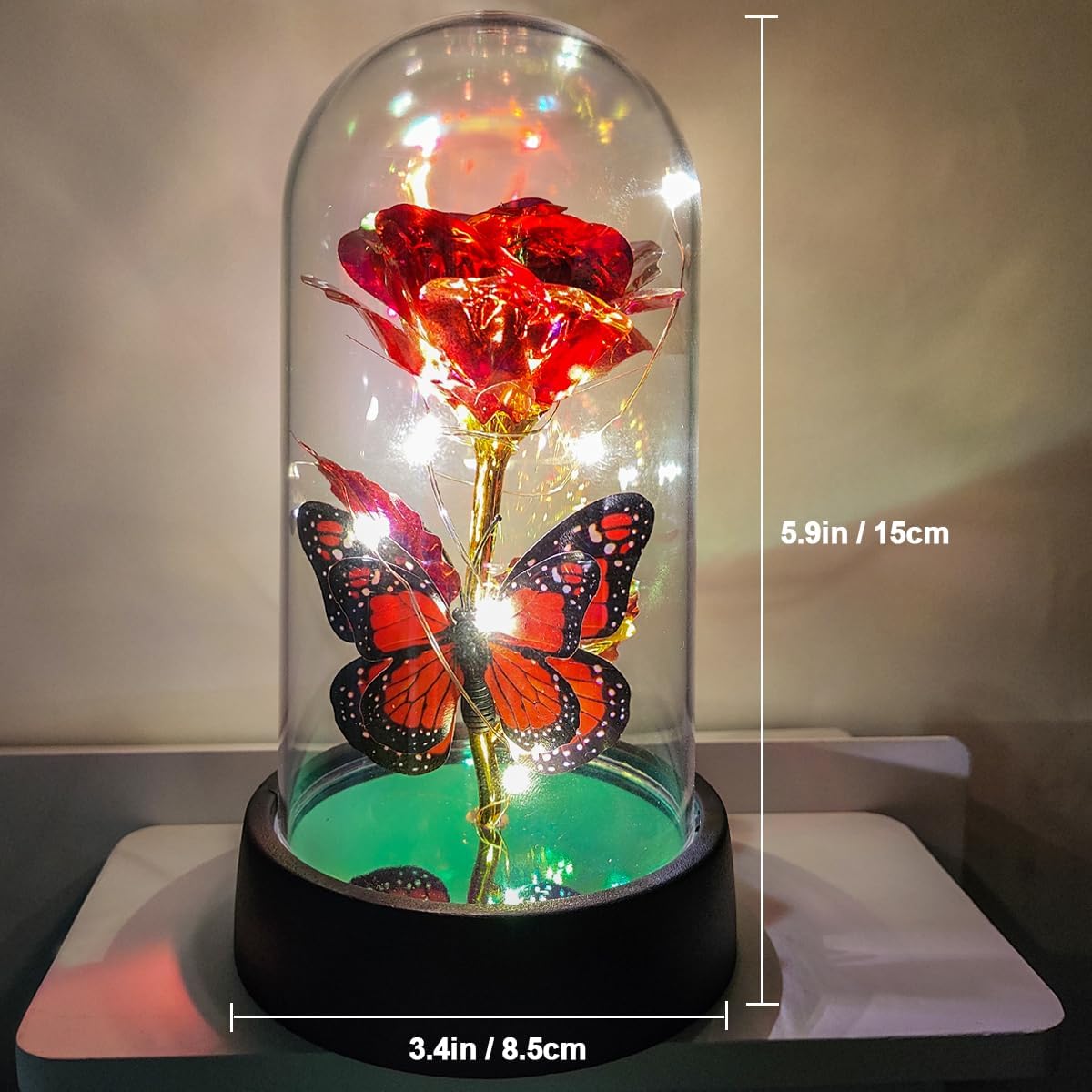 Forever Rose for Women Mom Wife,Mothers Day Forever Rose Gift Ideas,Galaxy Rose Flower Light Up in Glass Dome, Eternal Roses Birthday Butterfly Gifts for Women - Image 7