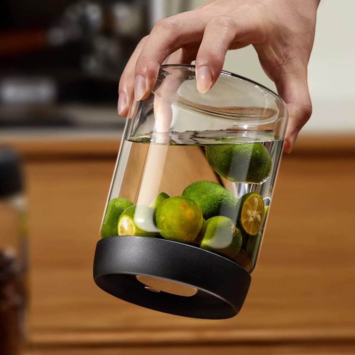 Vakuum Kaffeebohnen Glasbehälter, Luftdichte Vorratsdose mit Aromaschutz, Transparenter Kaffeeglas Gewürzbehälter für Küche，Ein Set mit 4
