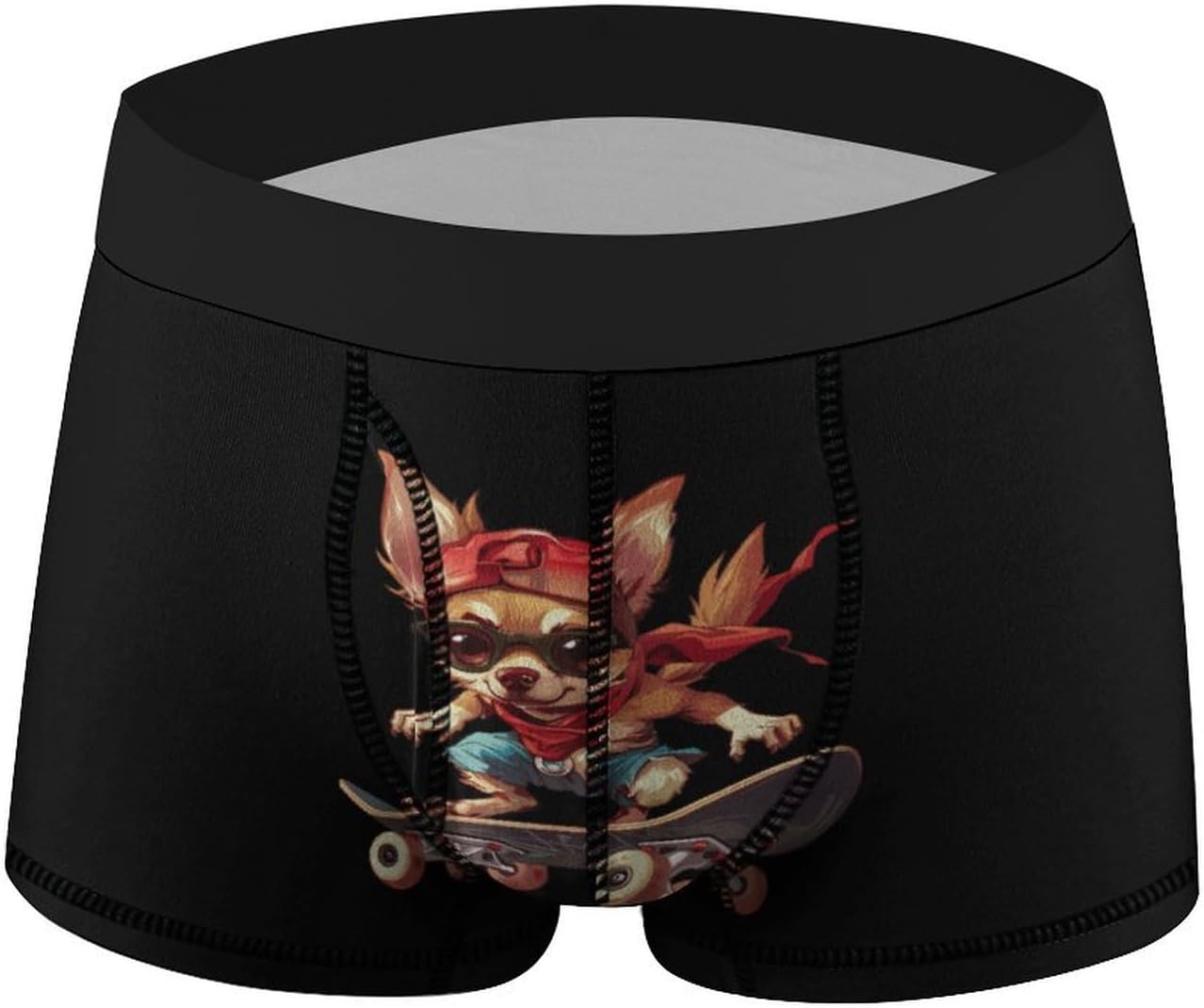 Skate Chihuahua Novelty Men's Trunks Soft Breathable Underwear Patterned Stretch Briefs