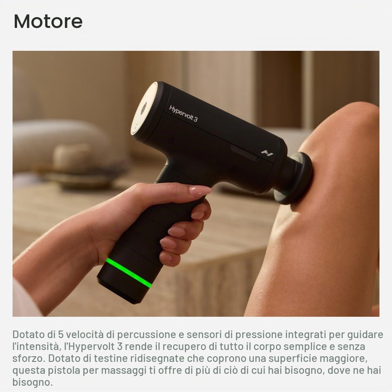 Hyperice Hypervolt 3 – Pistola per massaggio a percussione portatile con tecnologia QuietGlide | 5 velocità, 5 testine intercambiabili