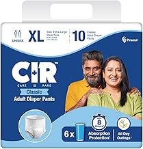 CIR Classic Adult Diaper Pants Style | Adult Diapers XL Size (Extra Large) |Waist Size (101-155 cm | 40"-61") |8 hr Absorption Protection | Unisex with Odour Control & Cotton Soft Feel | 10 Units