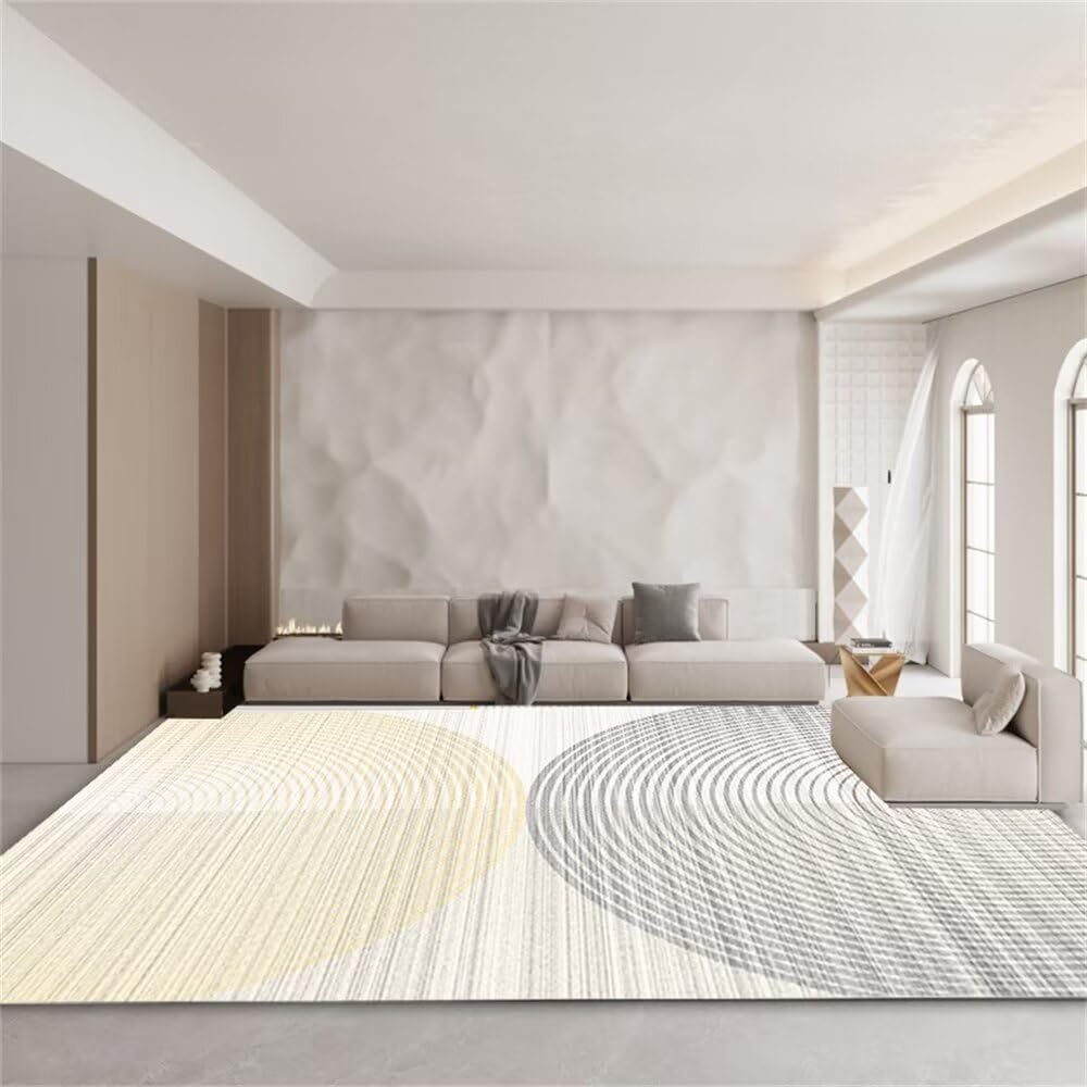 Tapis de salon gris 200x300cm au motif moderne de ligne géométrique
