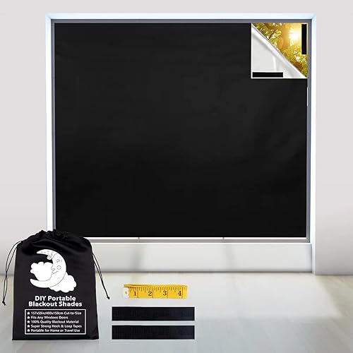 BCJJ Cortinas opacas portátiles 157 x 59 pulgadas persianas opacas cortadas a medida persianas 100 opacas para ventana con fuertes pestañas de