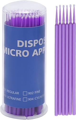 Pinceles de retoque para reparación de astillas de pintura automotriz, aplicadores micro desechables (S: 1.5 mm, púrpura) - 100 piezas