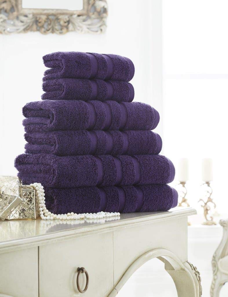 Artistic Fashionista Limited Pure Egyptian Cotton Hotel Quality Super Soft Thick & Absorbent ZERO TWIST Hand Towel, Bath Towel, Bath Sheet, Jumbo Bath Sheet (Purple, Hand Towel - Pack 2)