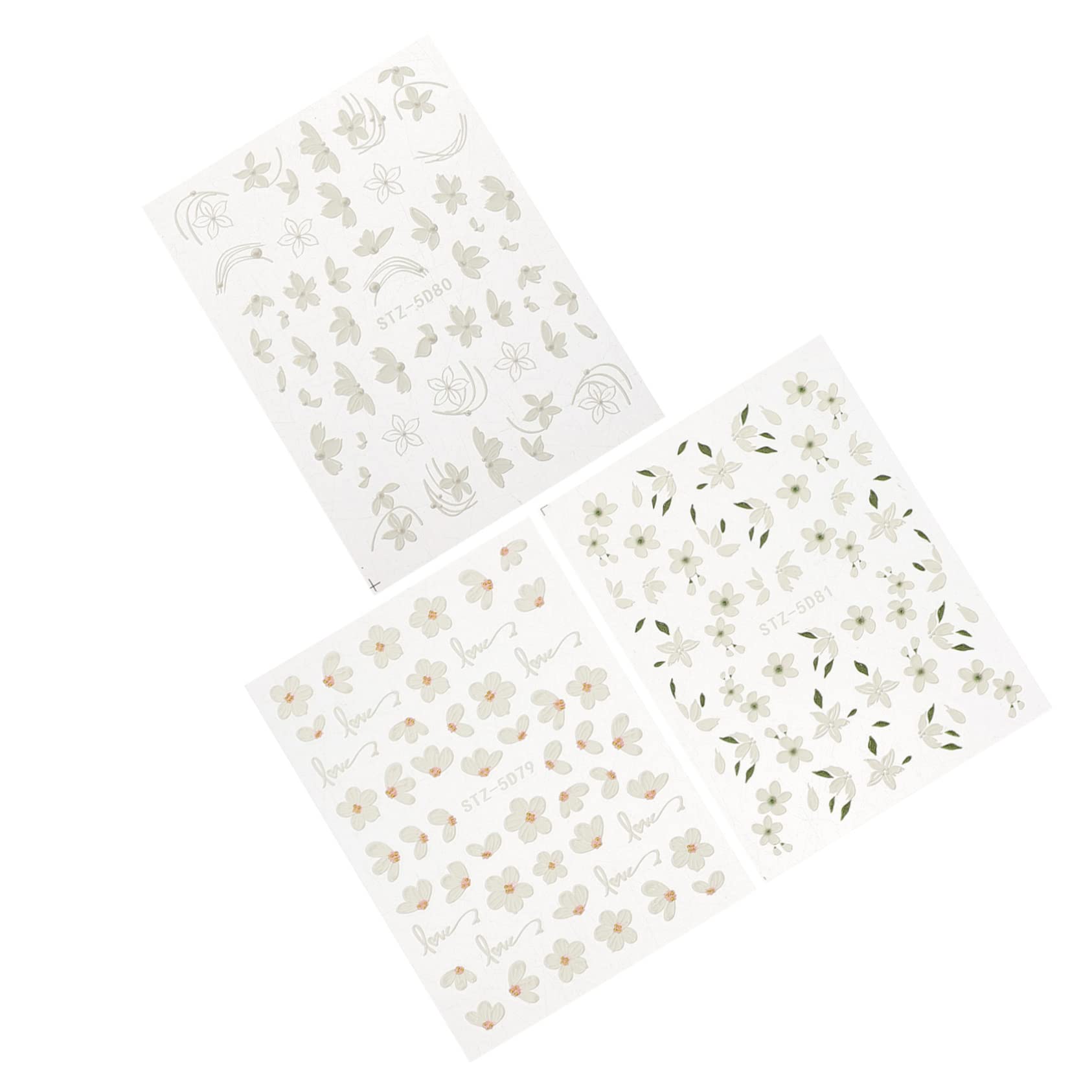VALICLUD 4 Set Ornamento Per Unghie Decorazione Per Unghie Fiori Adesivi Per Unghie Floreali Adesivi Floreali Per Manicure Carino Unghia Fiore Etichetta Uv Resina 3 Fogli * 4