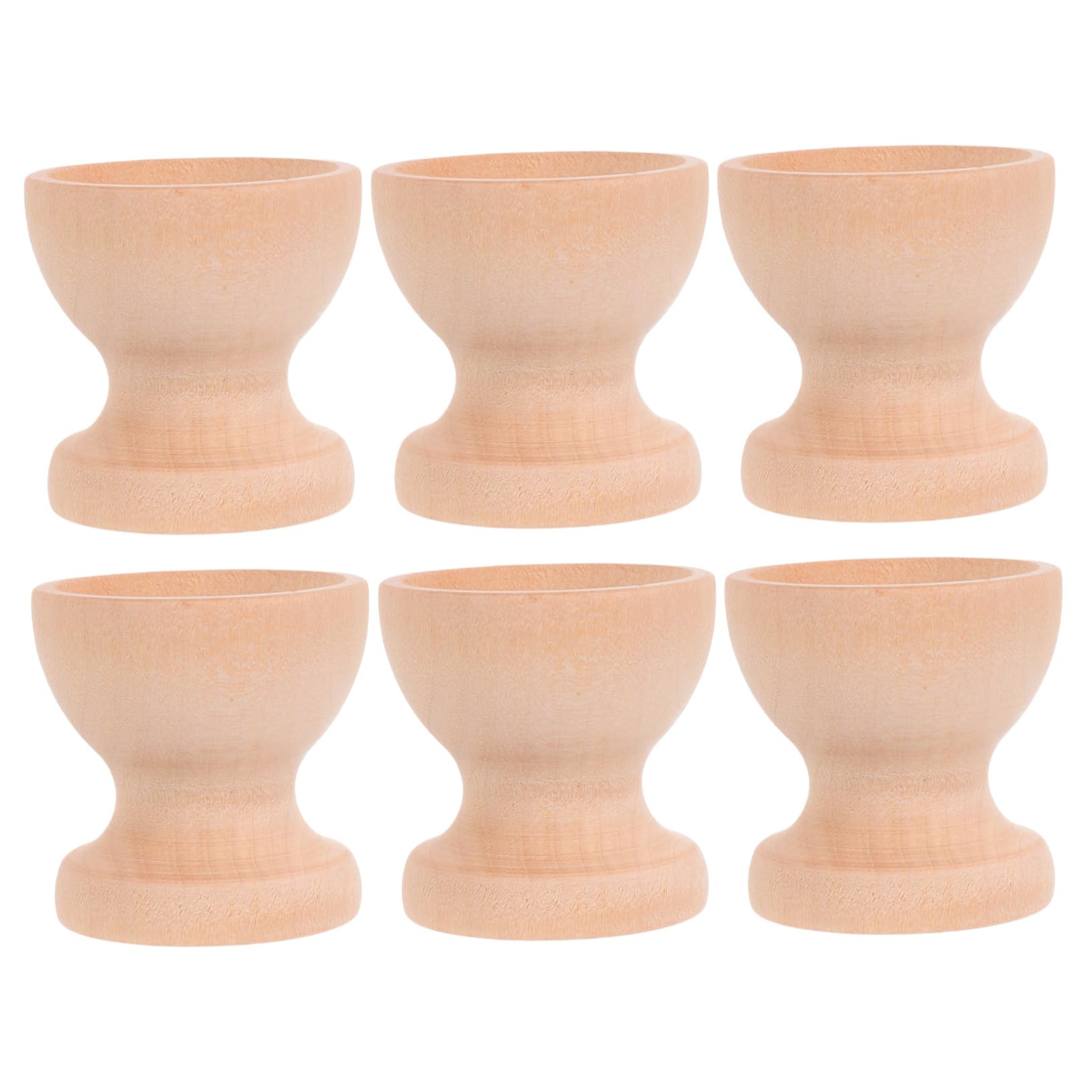 AUTSUPPL 6pcs Set Imitation Egg Wooden Tray Crafts Egg Stands Egg Holder for Counter Egg Holder Countertop Eggs Wooden Egg Holder Single Egg Holders Wood Egg Holder
