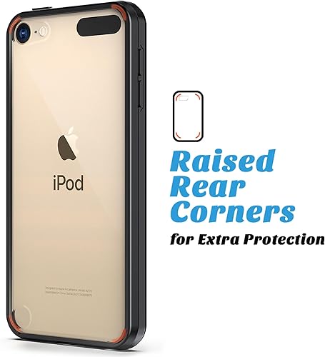 Miniatura 8 de Funda ULAK para iPod Touch 6ta generación, funda para iPod 5, transparente, suave, de TPU flexible, plástico rígido que absorbe golpes, Negro